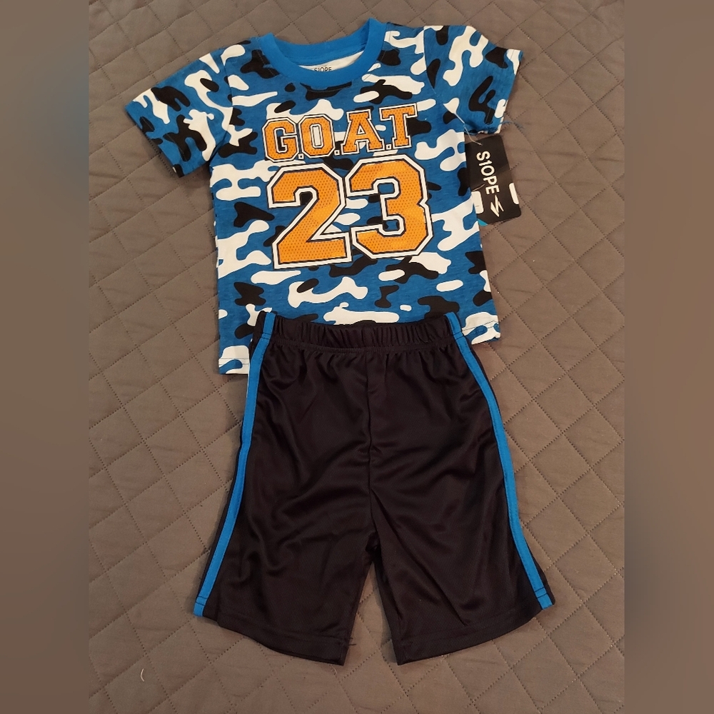 Kids Blue Camouflage 'GOAT 23' Matching Set